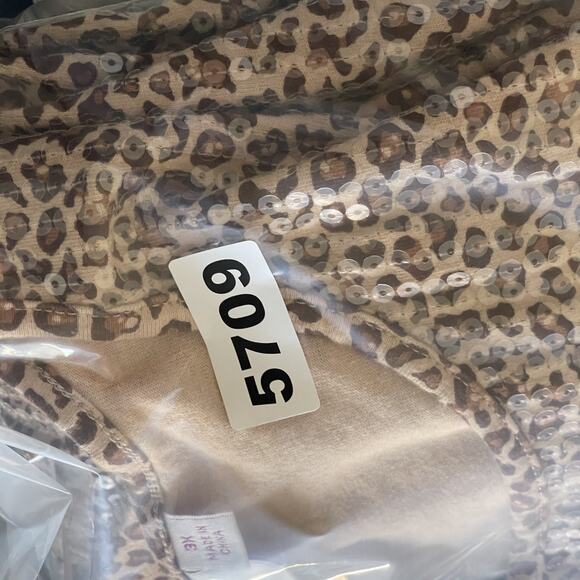 Quacker Factory Top Womens 3X Tan Animal Print Sequin 3/4 Sleeve Cotton Artsy - Picture 13 of 13